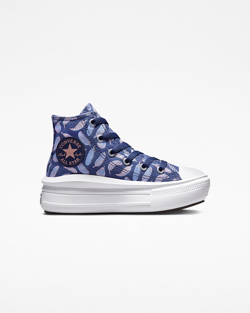 Sapatos Plataforma Converse Chuck Taylor All Star Move Feathers Cano Alto Menina Roxo Azul Marinho | PT R0075P8